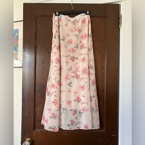 Flowy Pink Floral Maxi Skirt